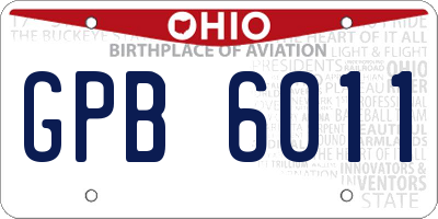 OH license plate GPB6011