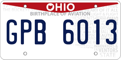 OH license plate GPB6013