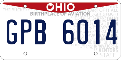 OH license plate GPB6014