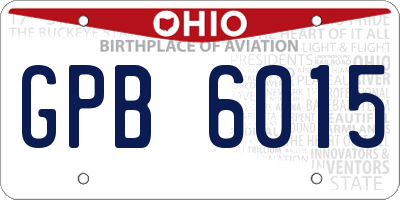 OH license plate GPB6015