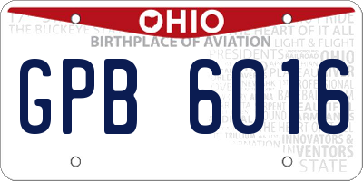 OH license plate GPB6016