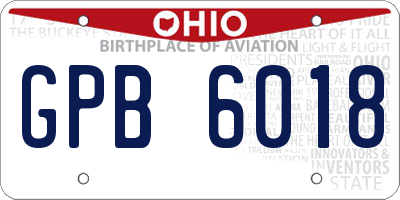 OH license plate GPB6018