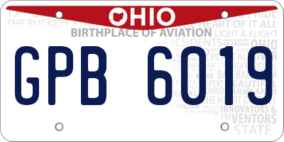 OH license plate GPB6019