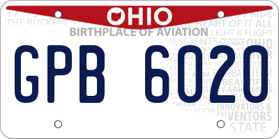 OH license plate GPB6020