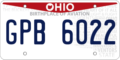OH license plate GPB6022