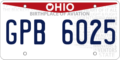 OH license plate GPB6025