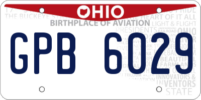 OH license plate GPB6029
