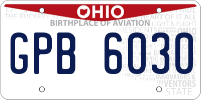 OH license plate GPB6030