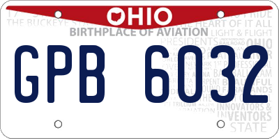 OH license plate GPB6032