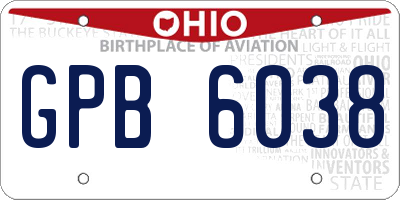 OH license plate GPB6038