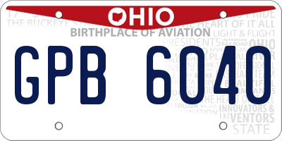 OH license plate GPB6040