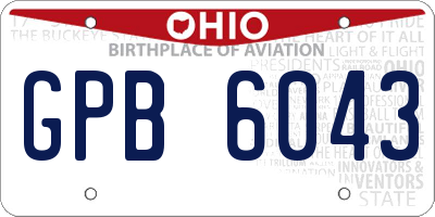 OH license plate GPB6043