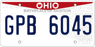 OH license plate GPB6045
