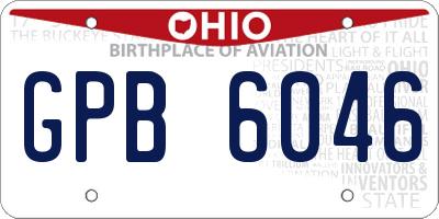 OH license plate GPB6046
