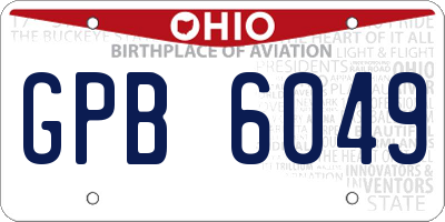 OH license plate GPB6049