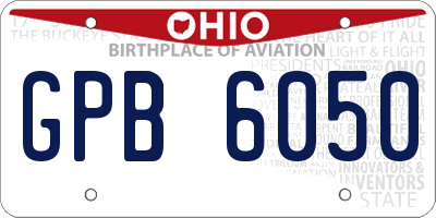 OH license plate GPB6050