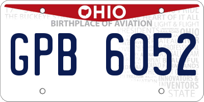 OH license plate GPB6052