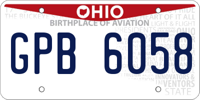 OH license plate GPB6058