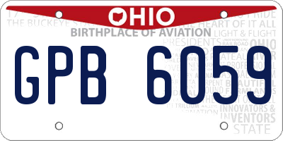 OH license plate GPB6059