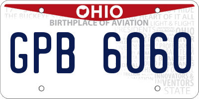 OH license plate GPB6060