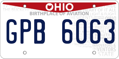 OH license plate GPB6063