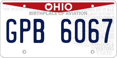 OH license plate GPB6067