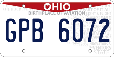 OH license plate GPB6072
