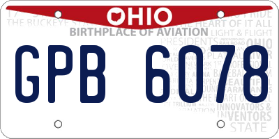 OH license plate GPB6078