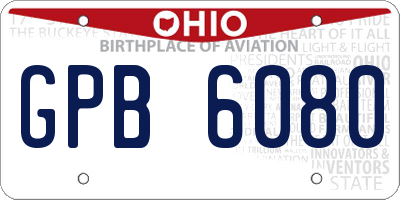 OH license plate GPB6080