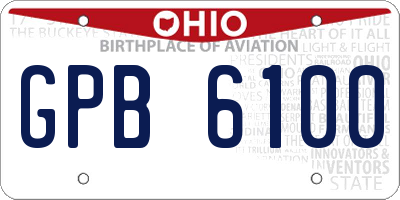 OH license plate GPB6100