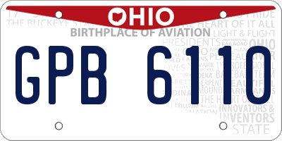 OH license plate GPB6110