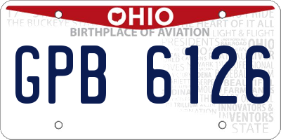 OH license plate GPB6126