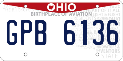 OH license plate GPB6136