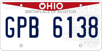 OH license plate GPB6138