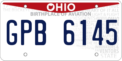OH license plate GPB6145