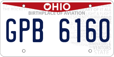 OH license plate GPB6160
