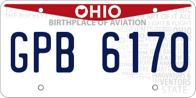 OH license plate GPB6170