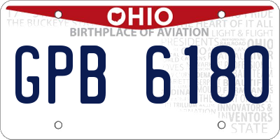OH license plate GPB6180