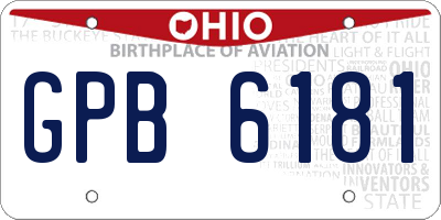 OH license plate GPB6181
