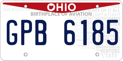 OH license plate GPB6185