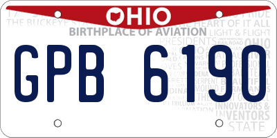 OH license plate GPB6190