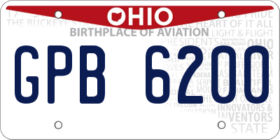 OH license plate GPB6200