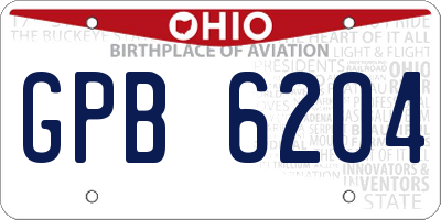 OH license plate GPB6204
