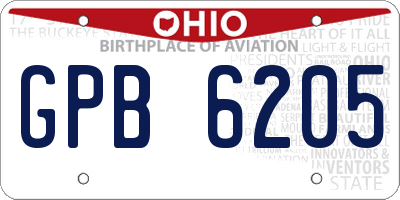 OH license plate GPB6205