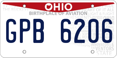 OH license plate GPB6206