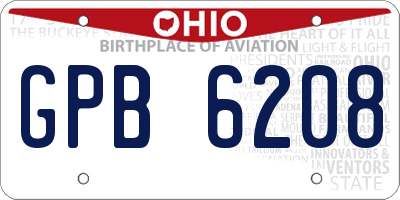 OH license plate GPB6208