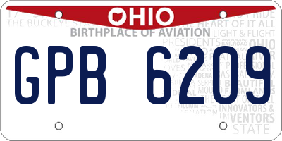 OH license plate GPB6209