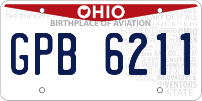 OH license plate GPB6211