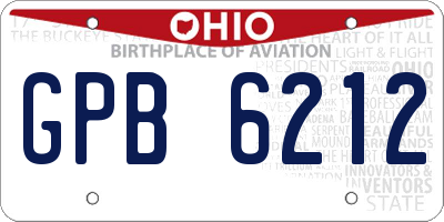 OH license plate GPB6212
