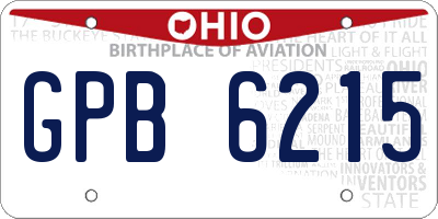 OH license plate GPB6215